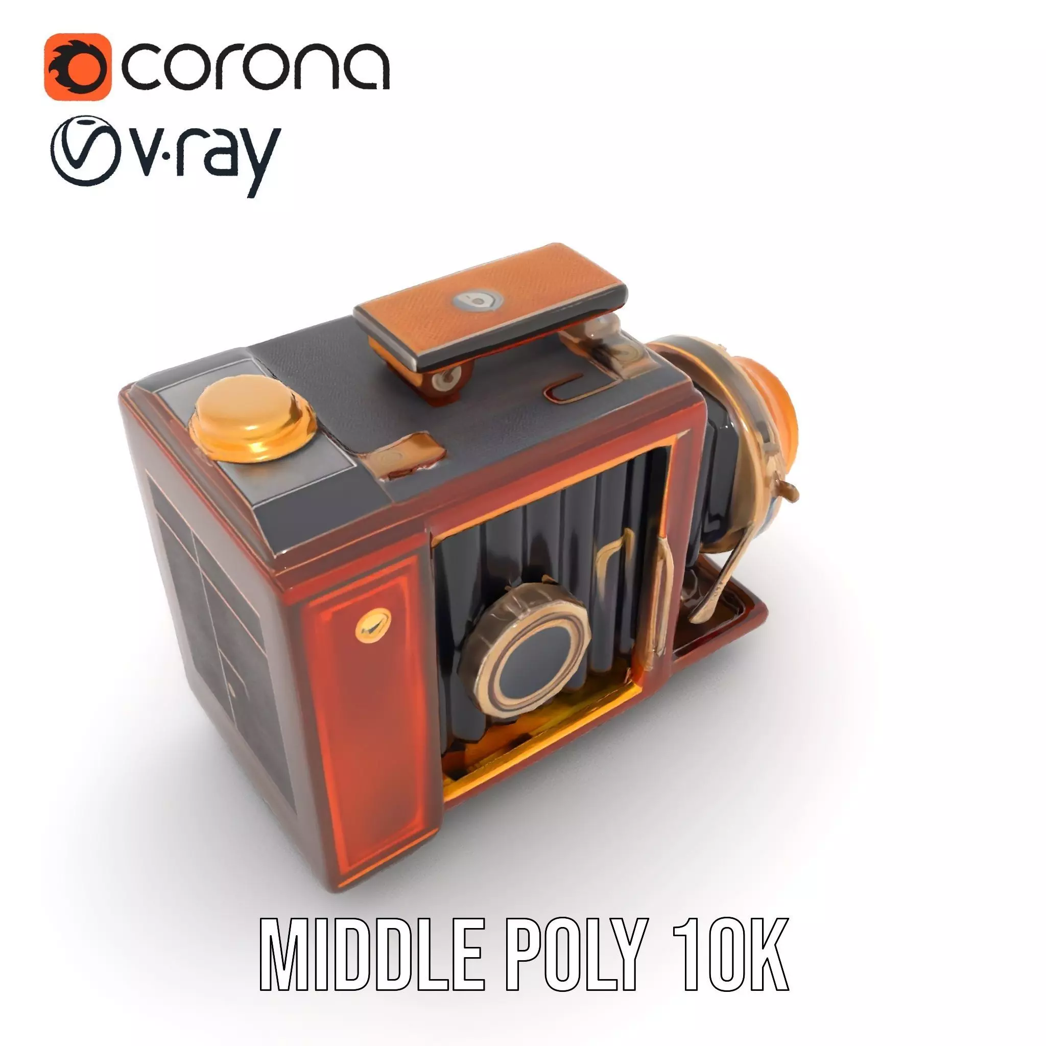 Antique Brass Camera model pack Low-poly 3D model_12