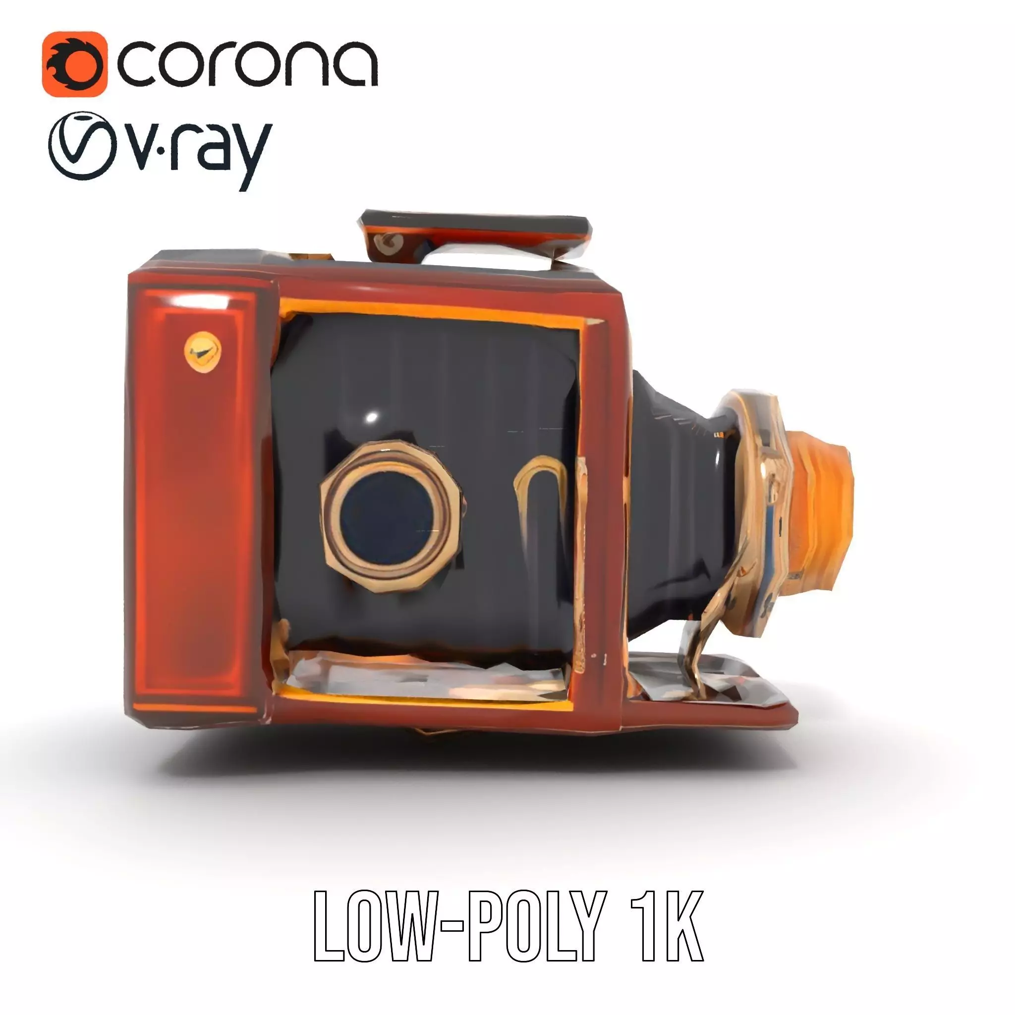 Antique Brass Camera model pack Low-poly 3D model_13