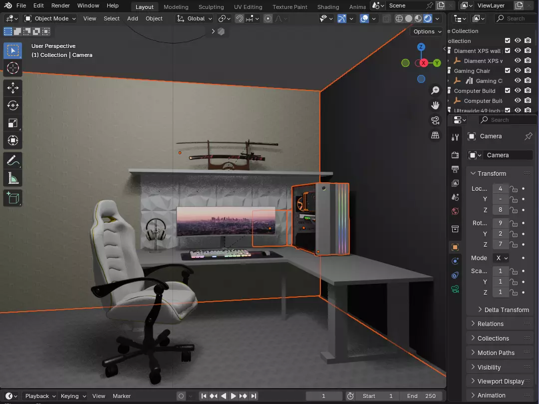 Cool pc room 3D model_0