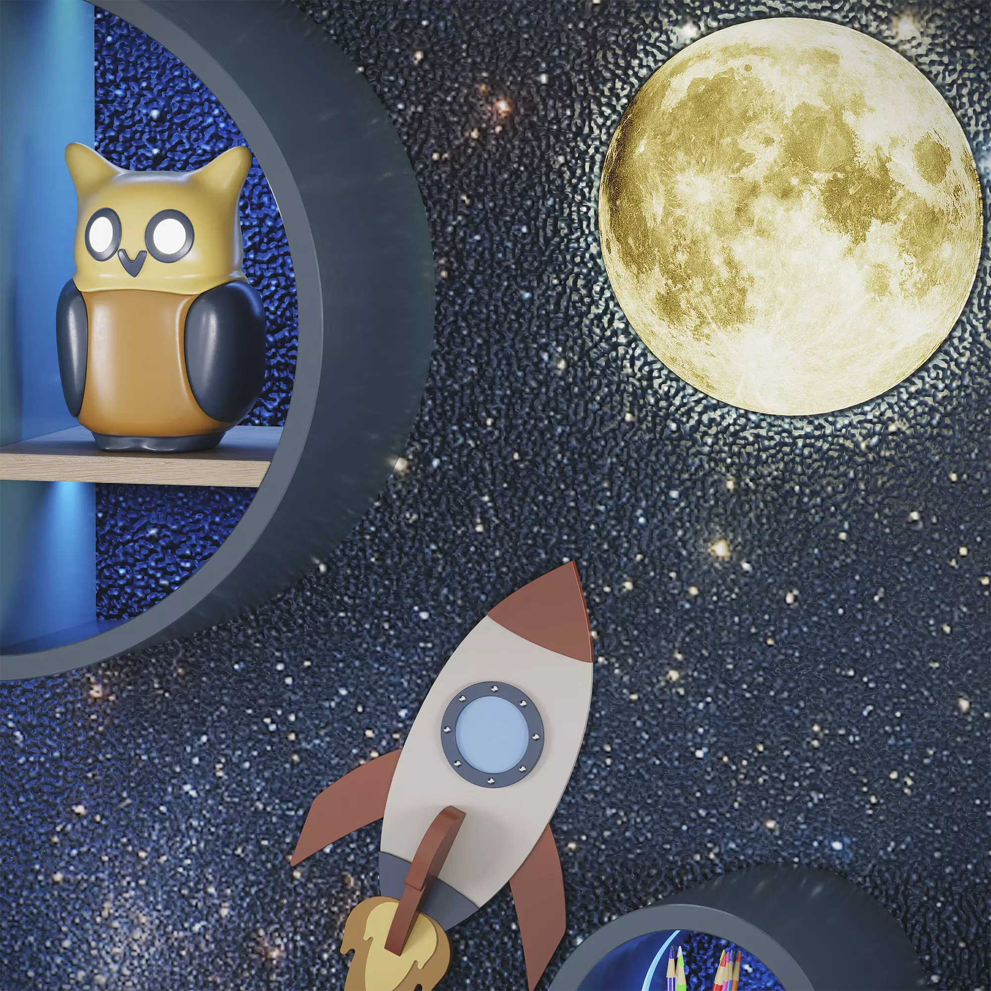 Childrens furniture with toys and decor 03 3D model_4