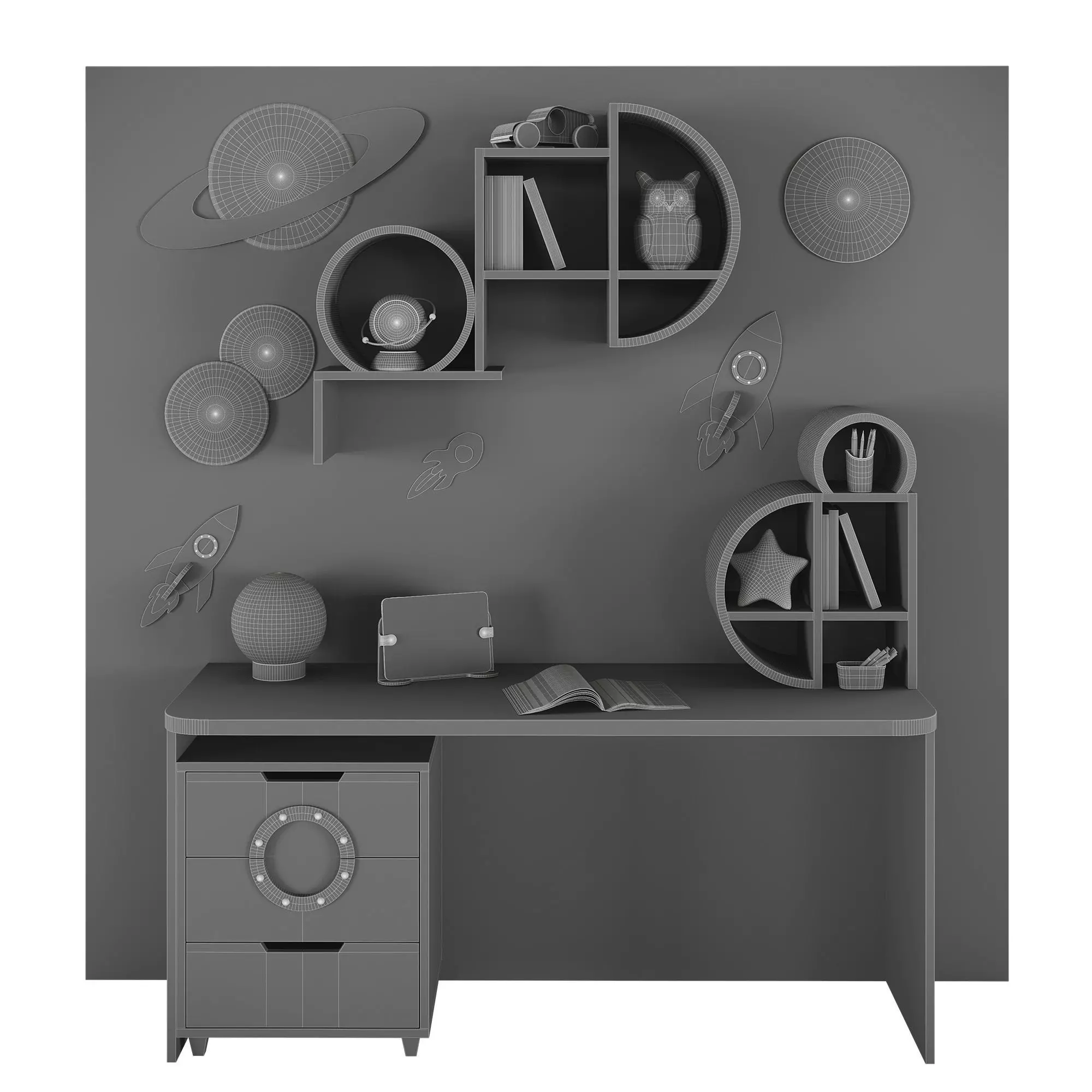 Childrens furniture with toys and decor 03 3D model_6