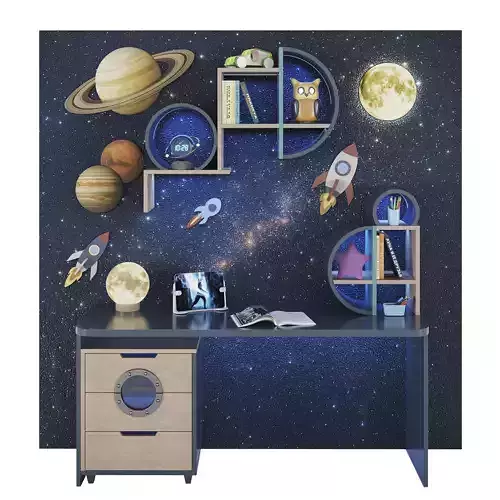 Childrens furniture with toys and decor 03 3D model