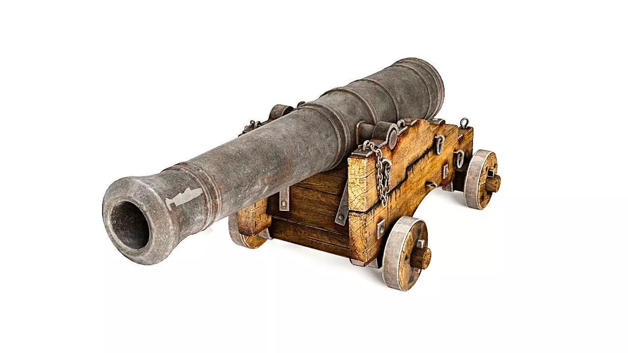 Old Naval Cannon  3D Model PBR Textures Low-poly 3D model_1