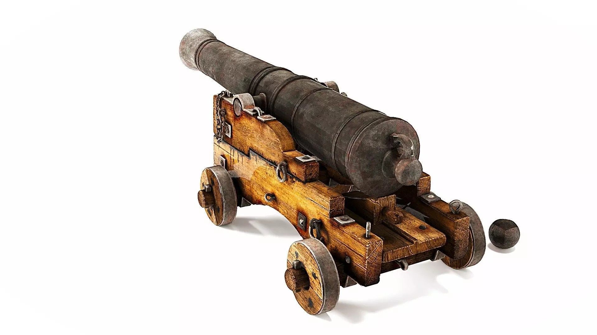 Old Naval Cannon  3D Model PBR Textures Low-poly 3D model_5