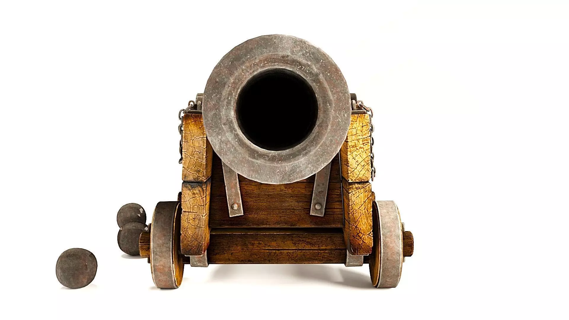 Old Naval Cannon  3D Model PBR Textures Low-poly 3D model_8