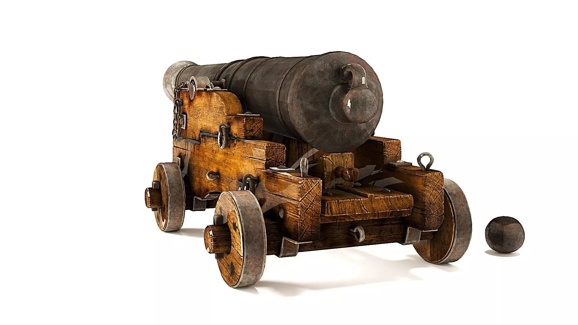 Old Naval Cannon  3D Model PBR Textures Low-poly 3D model_7