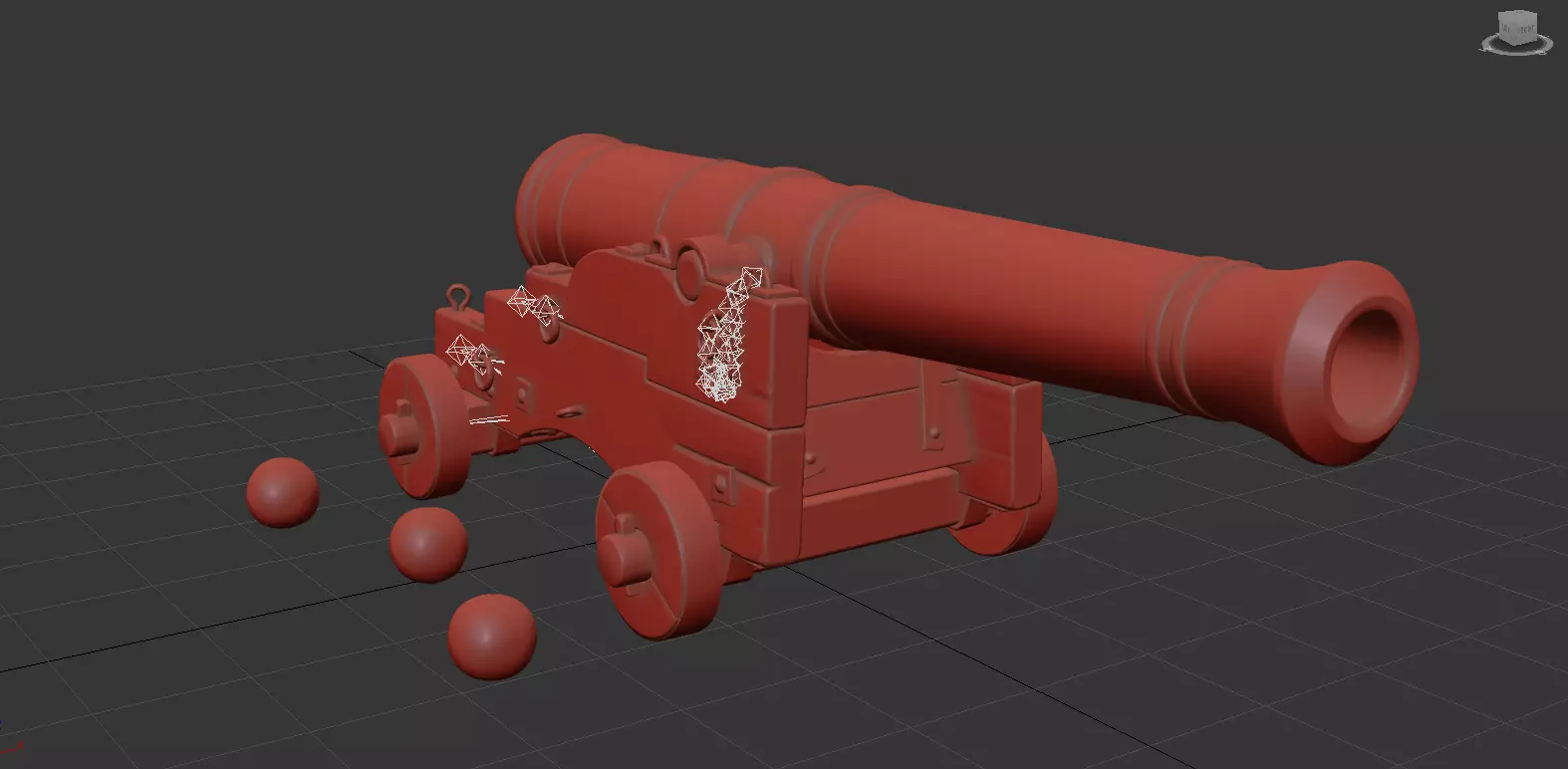 Old Naval Cannon  3D Model PBR Textures Low-poly 3D model_9