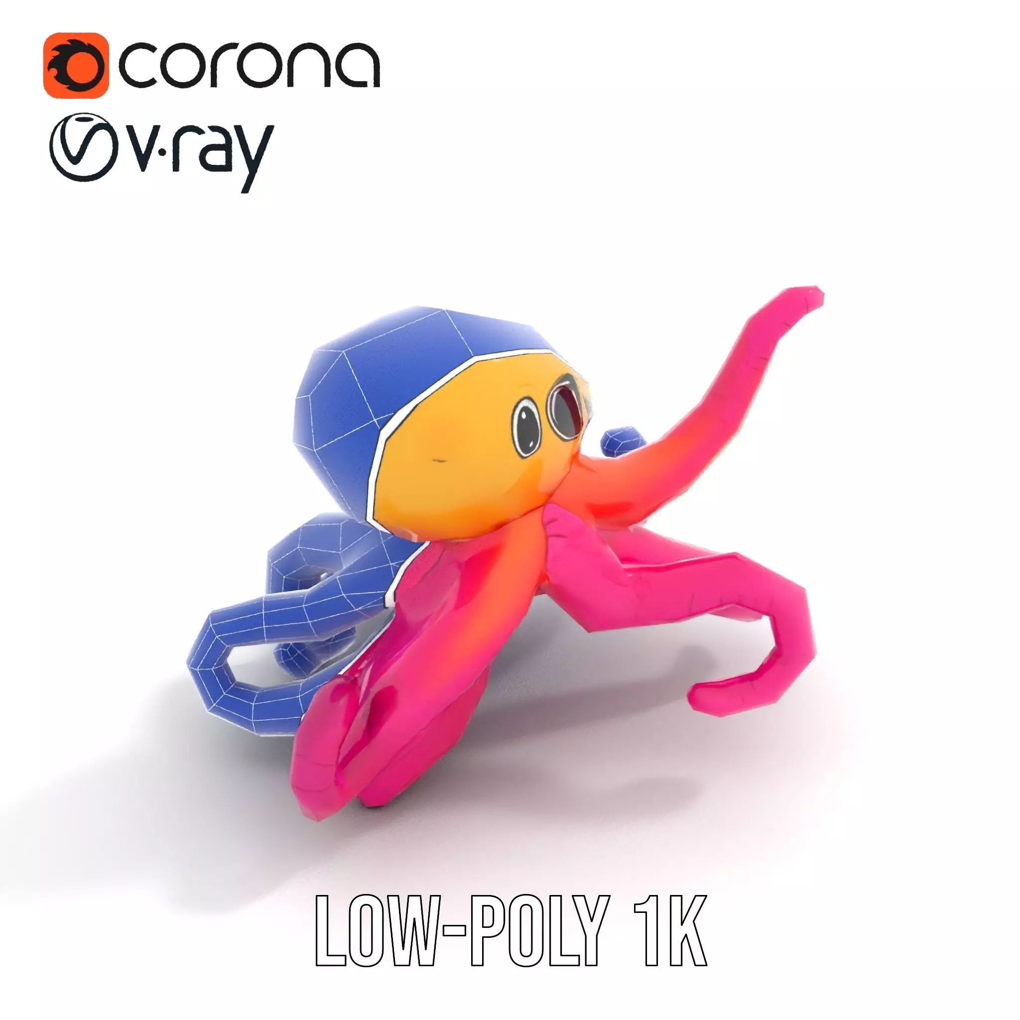 Vibrant Octopus Toy model pack Low-poly 3D model_25