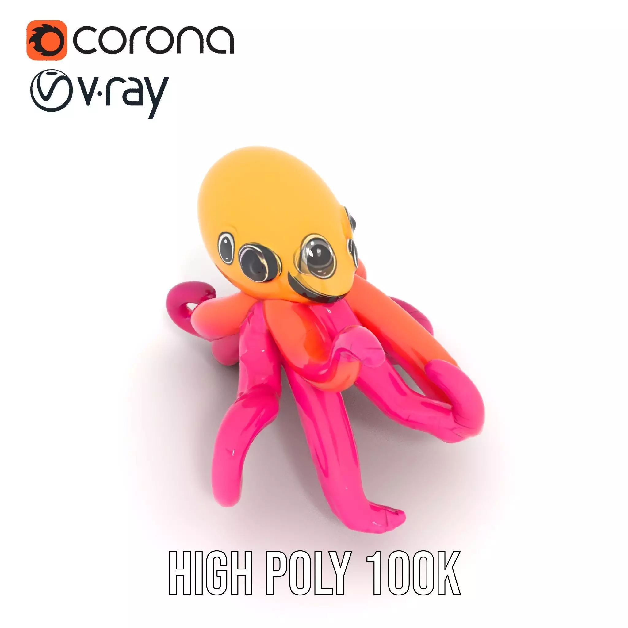 Vibrant Octopus Toy model pack Low-poly 3D model_19