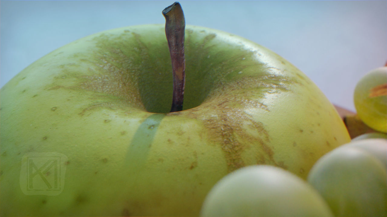 Apples High Resolution - whole fruit and cut Low-poly 3D model_6