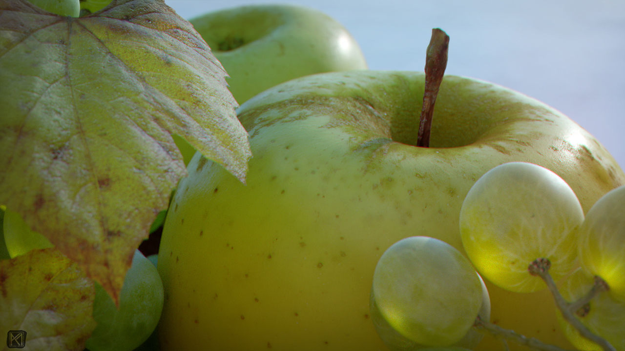 Apples High Resolution - whole fruit and cut Low-poly 3D model_4