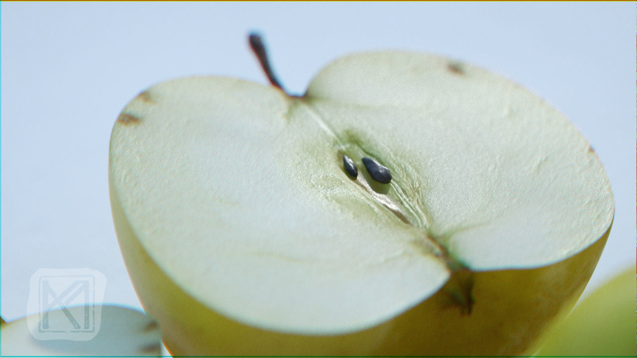 Apples High Resolution - whole fruit and cut Low-poly 3D model_3