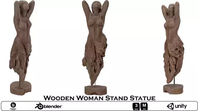 Wooden Woman Stand Statue - Abstract 