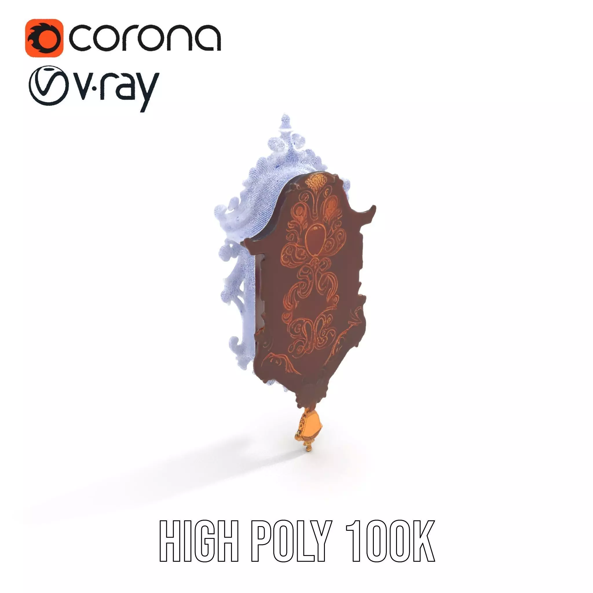 Ornate Wooden Clock model pack Low-poly 3D model_33