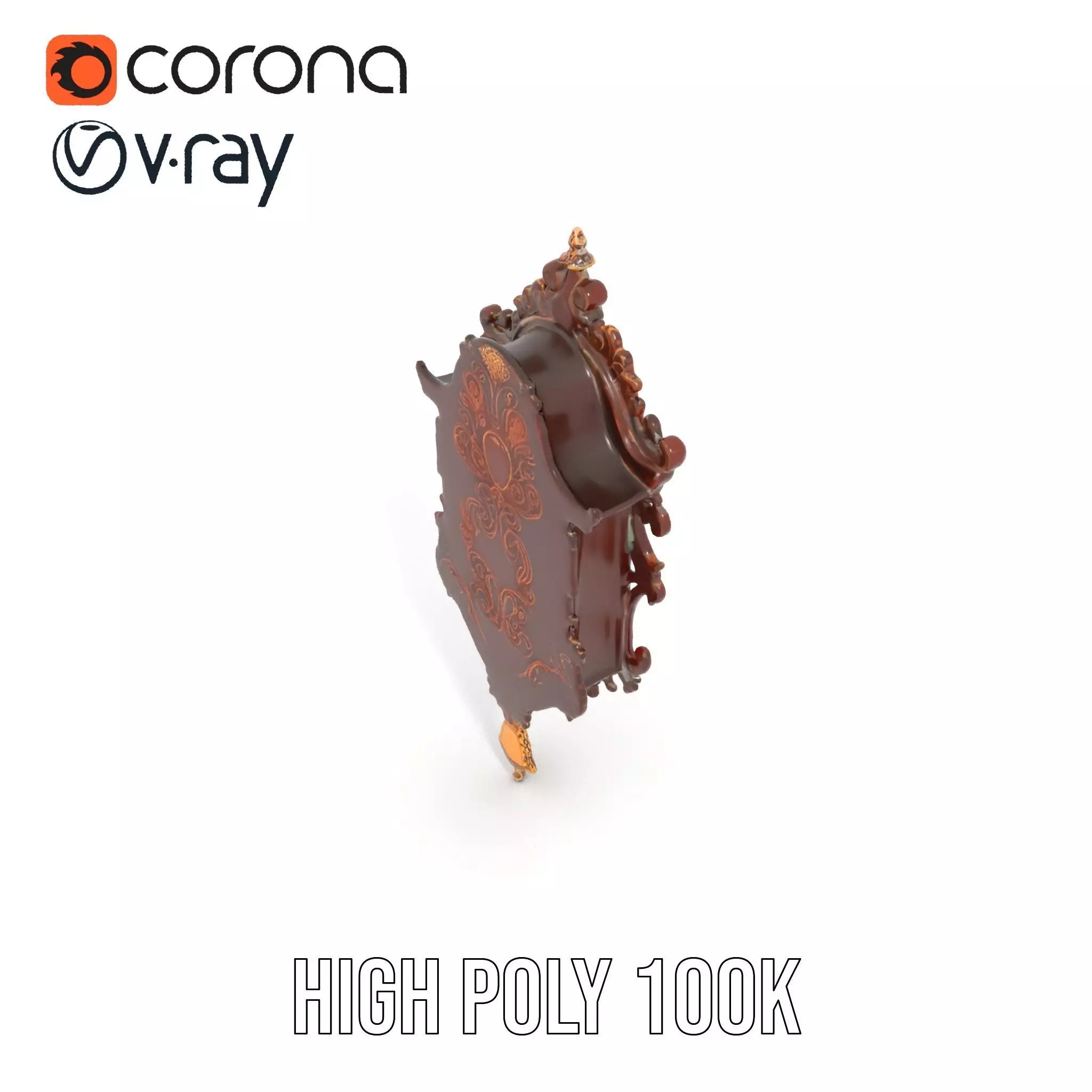 Ornate Wooden Clock model pack Low-poly 3D model_10