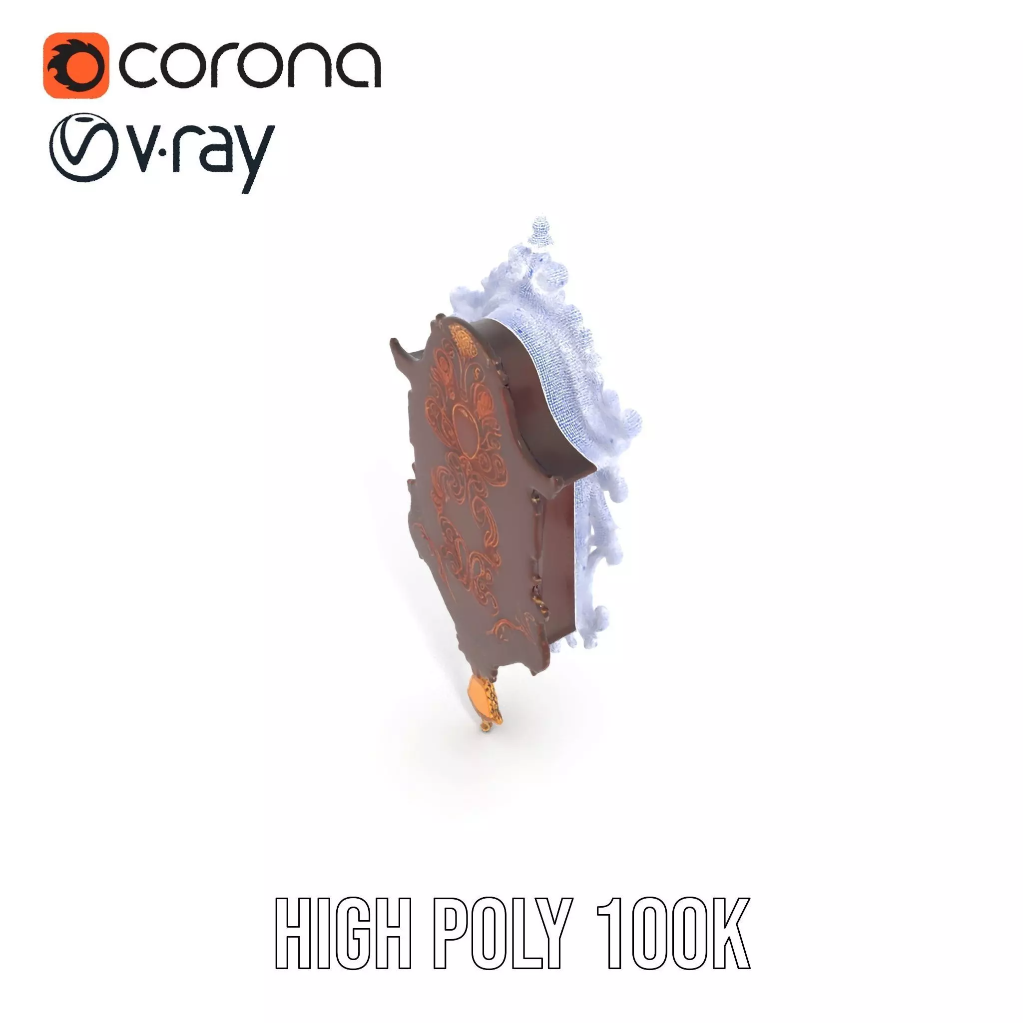 Ornate Wooden Clock model pack Low-poly 3D model_26