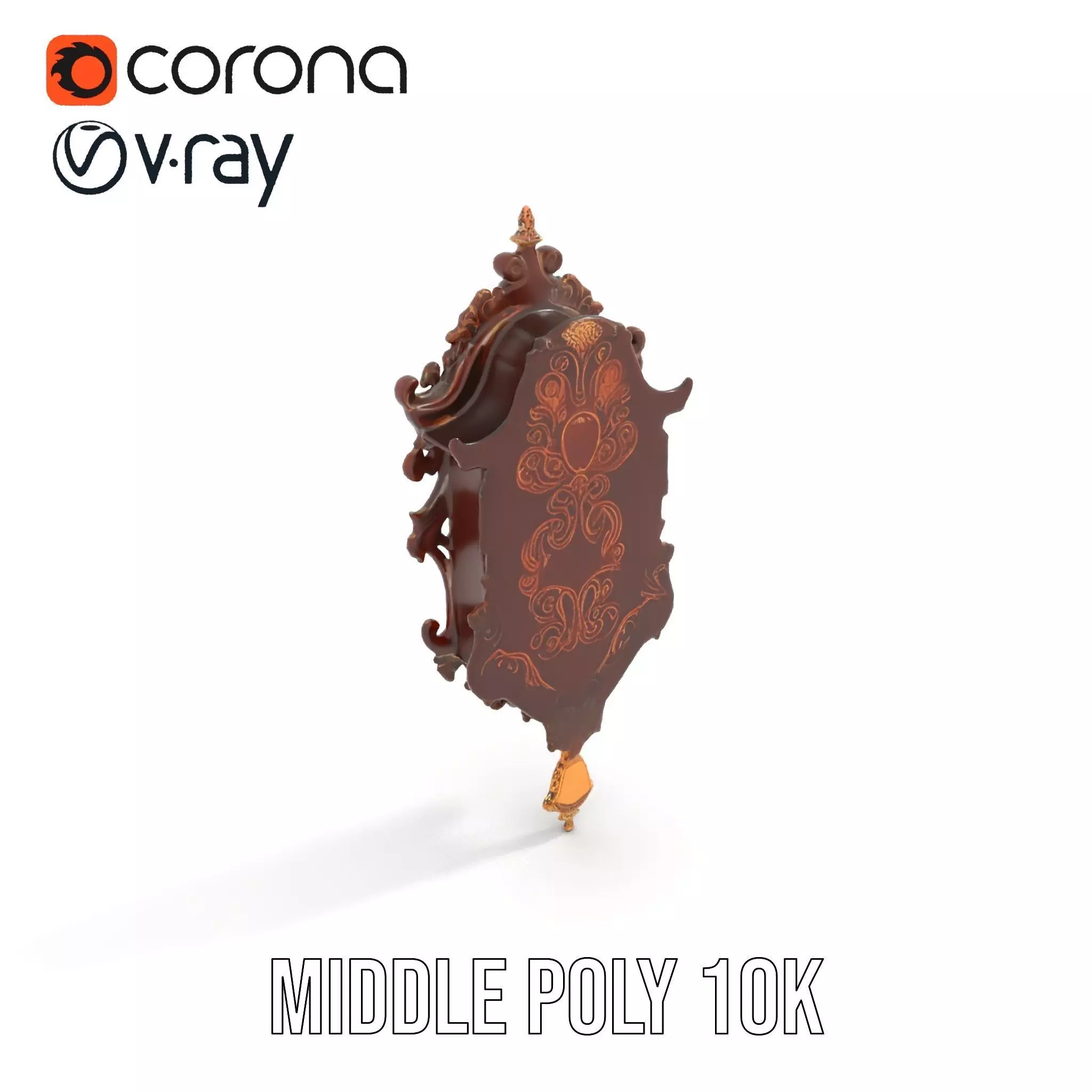 Ornate Wooden Clock model pack Low-poly 3D model_11