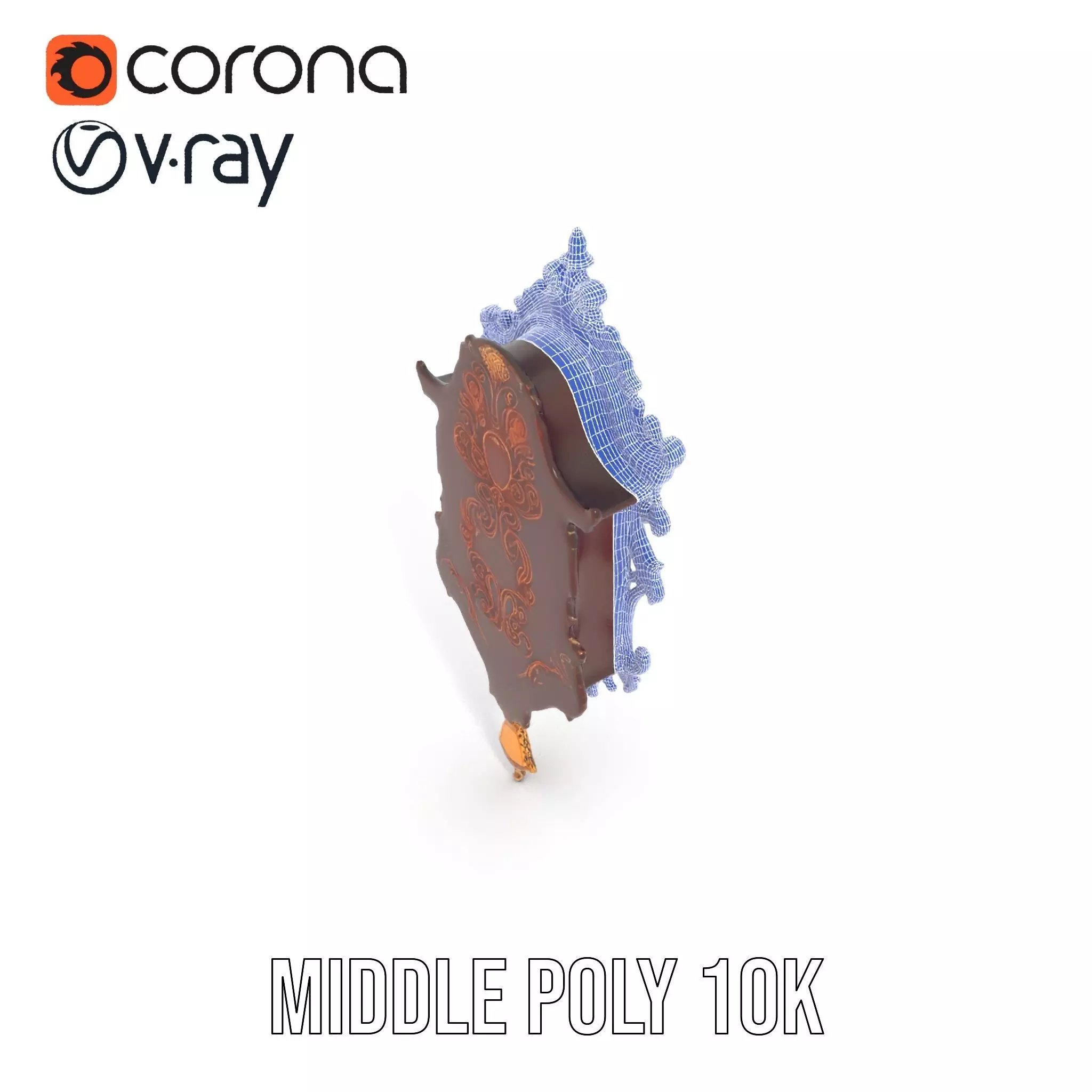 Ornate Wooden Clock model pack Low-poly 3D model_30