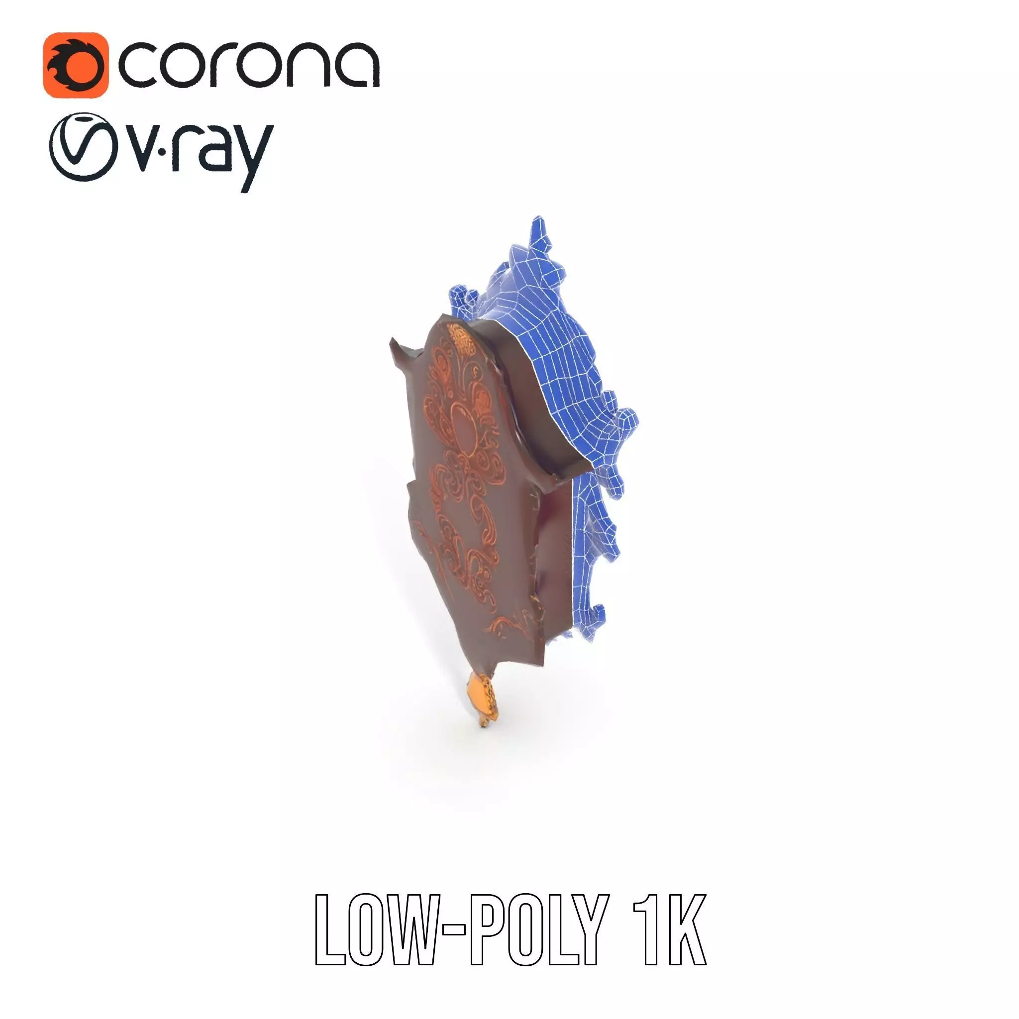 Ornate Wooden Clock model pack Low-poly 3D model_23