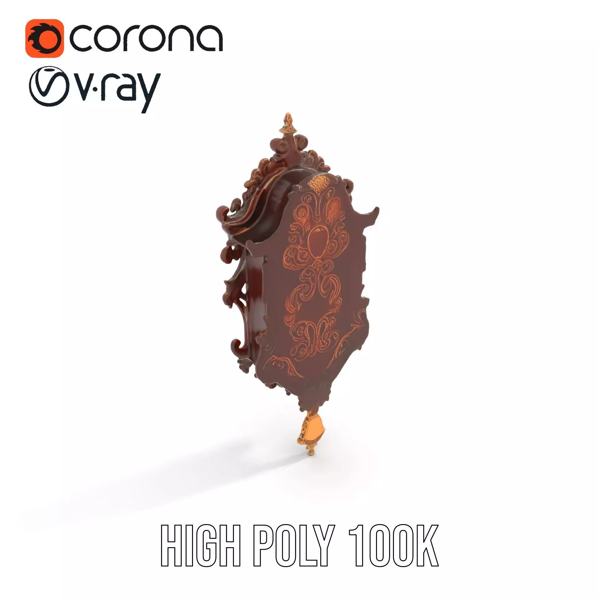 Ornate Wooden Clock model pack Low-poly 3D model_13