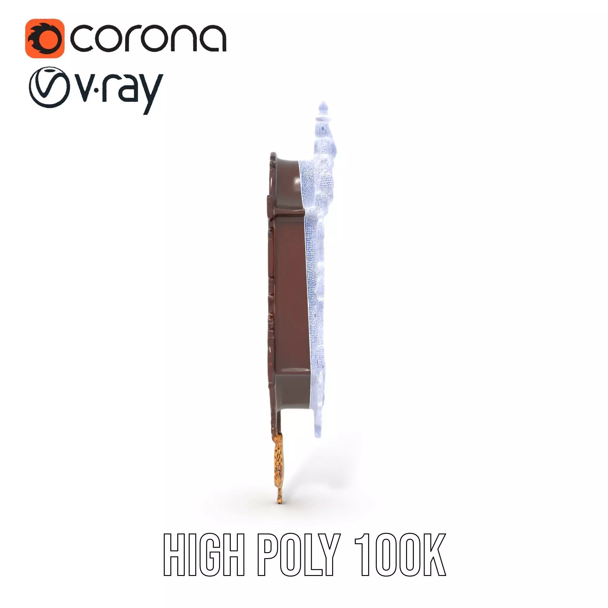 Ornate Wooden Clock model pack Low-poly 3D model_34