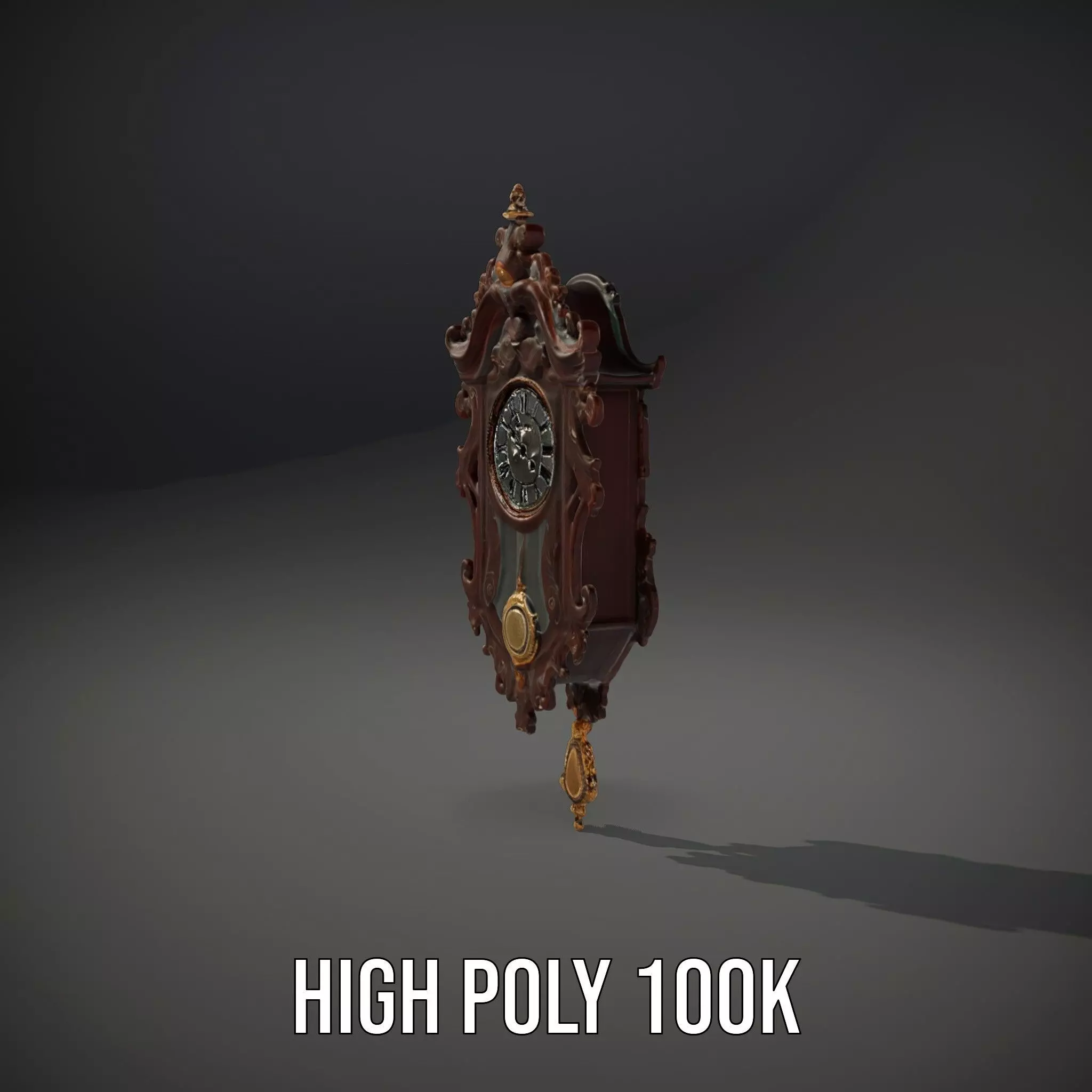 Ornate Wooden Clock model pack Low-poly 3D model_29