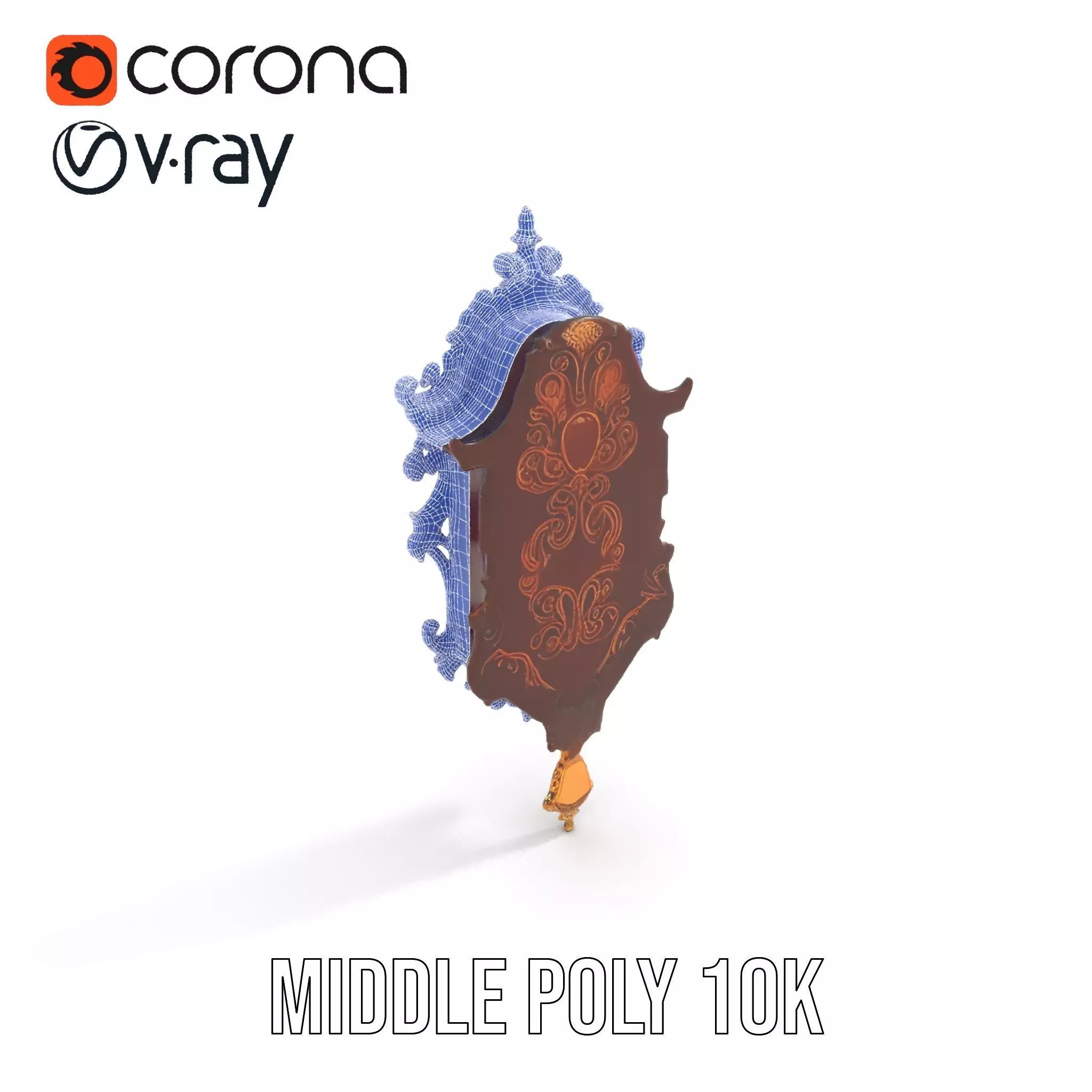 Ornate Wooden Clock model pack Low-poly 3D model_14