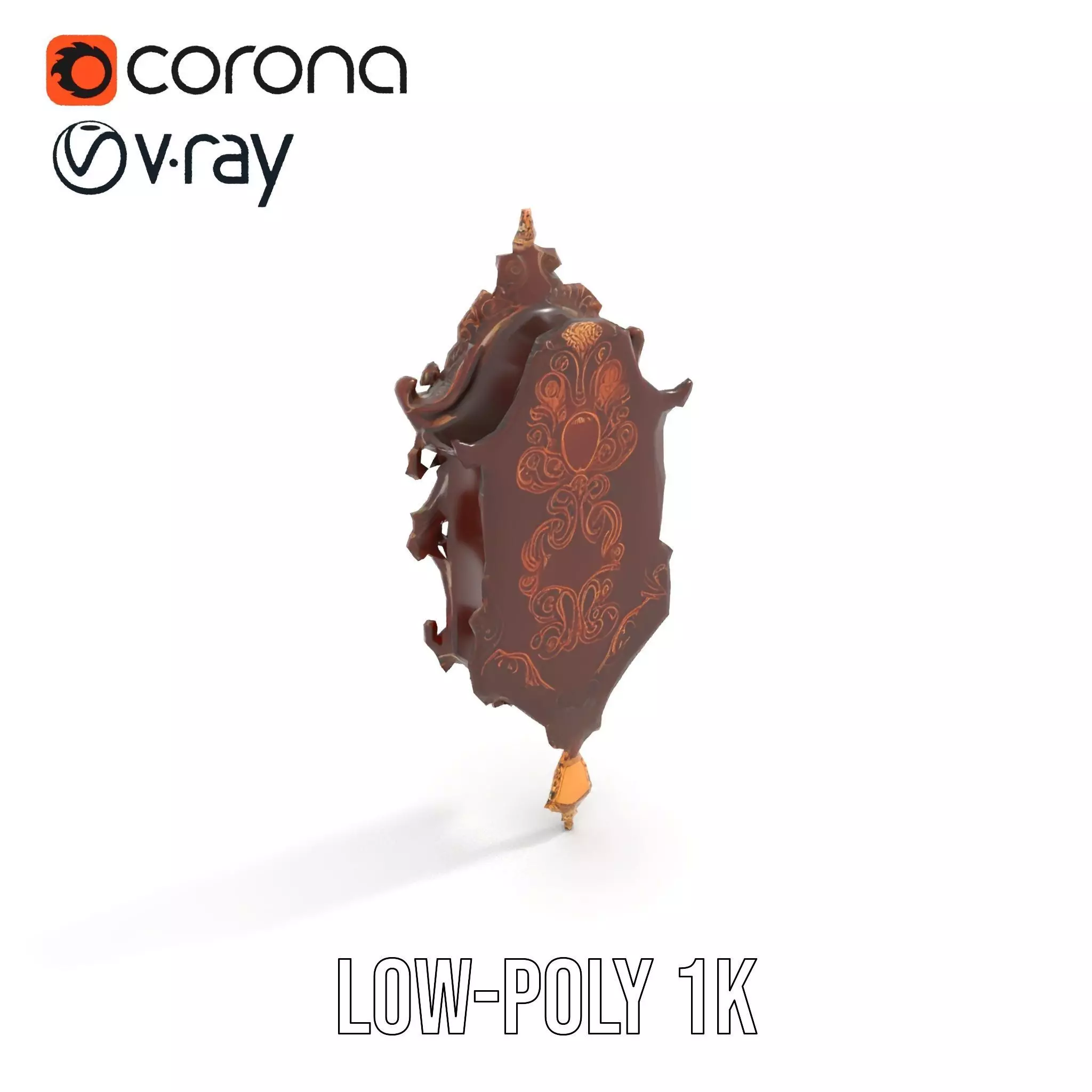 Ornate Wooden Clock model pack Low-poly 3D model_12