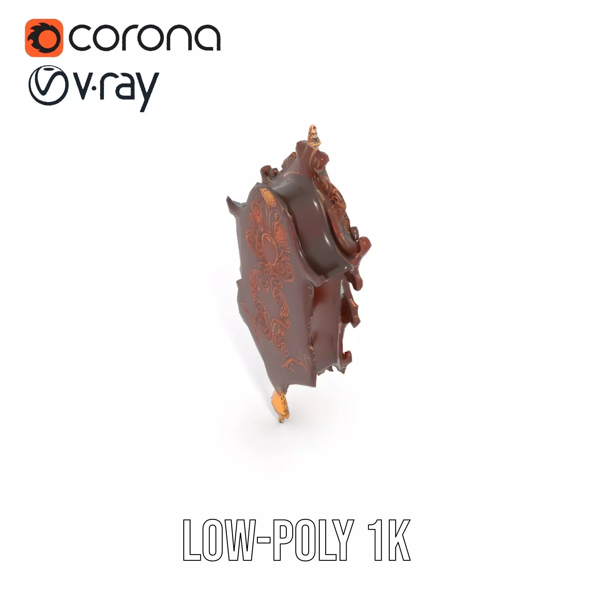 Ornate Wooden Clock model pack Low-poly 3D model_18