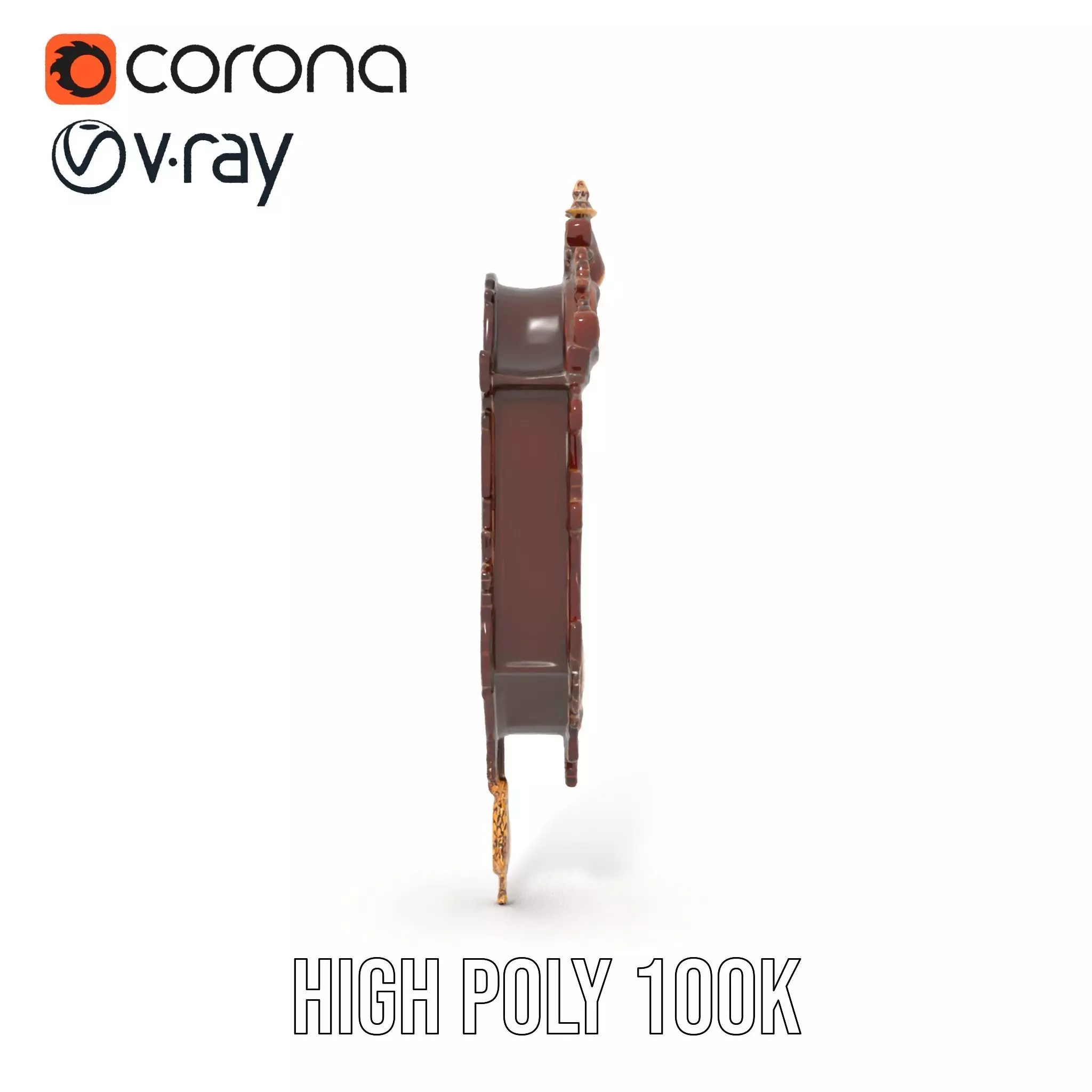 Ornate Wooden Clock model pack Low-poly 3D model_32