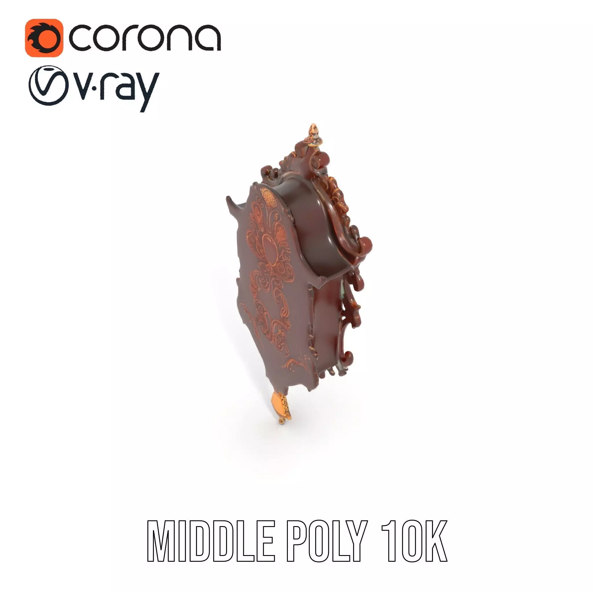 Ornate Wooden Clock model pack Low-poly 3D model_22