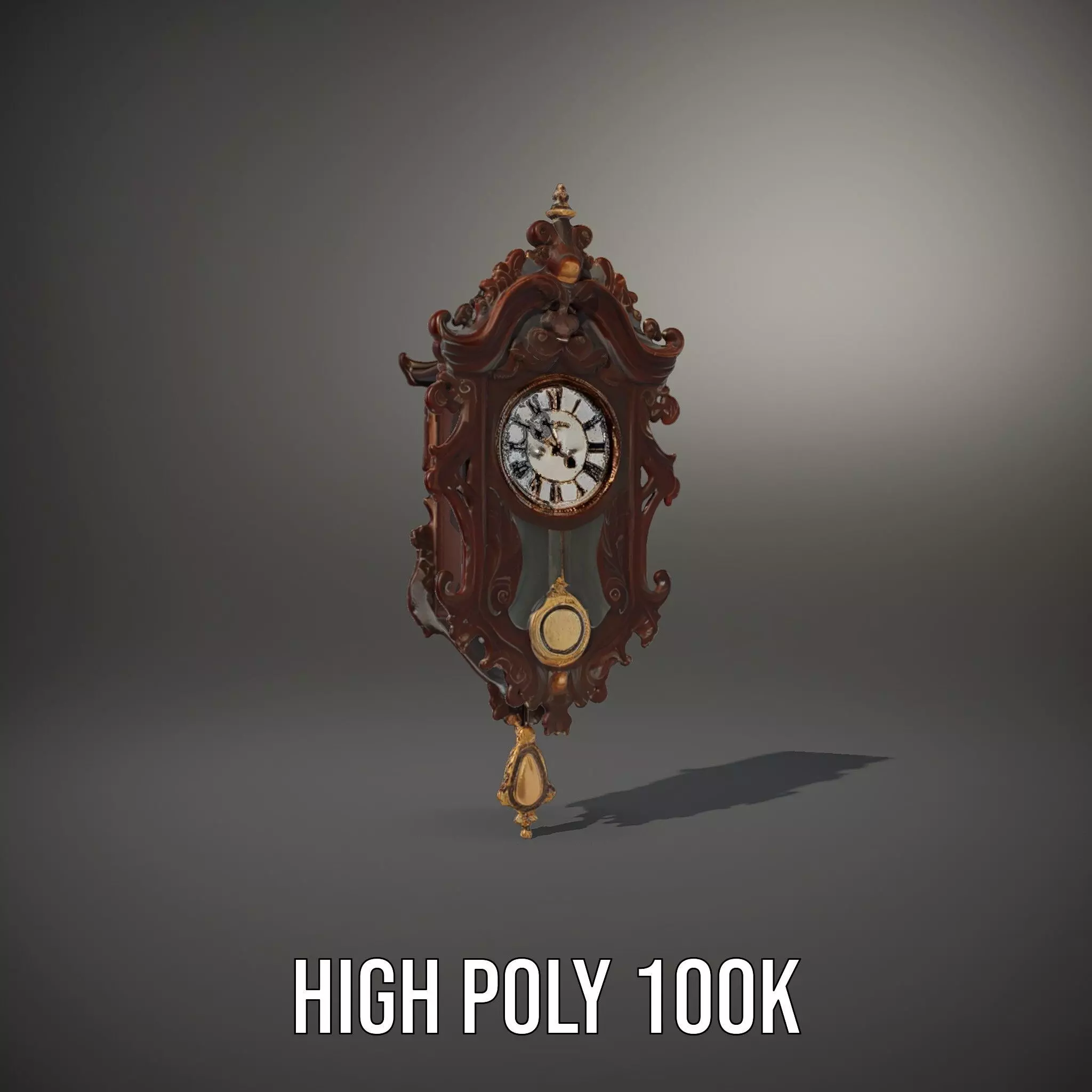 Ornate Wooden Clock model pack Low-poly 3D model_16