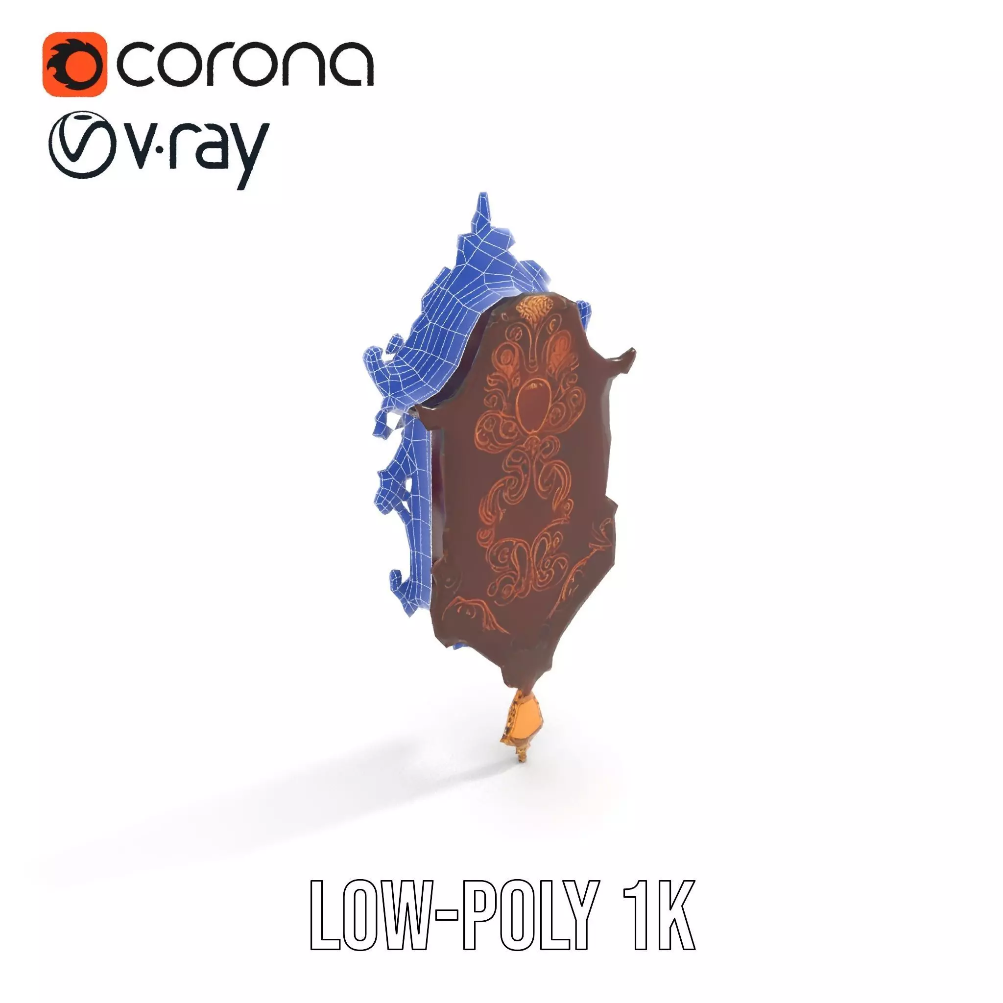 Ornate Wooden Clock model pack Low-poly 3D model_28