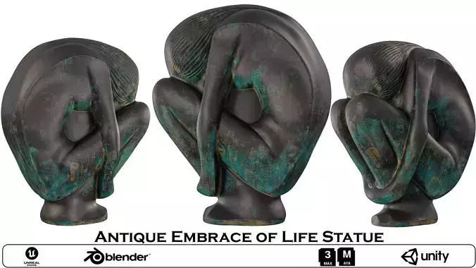 Antique Abstract  Embrace of Life Statue