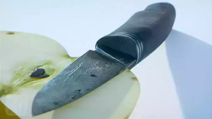 Knife Damast Steel Low-poly 3D model