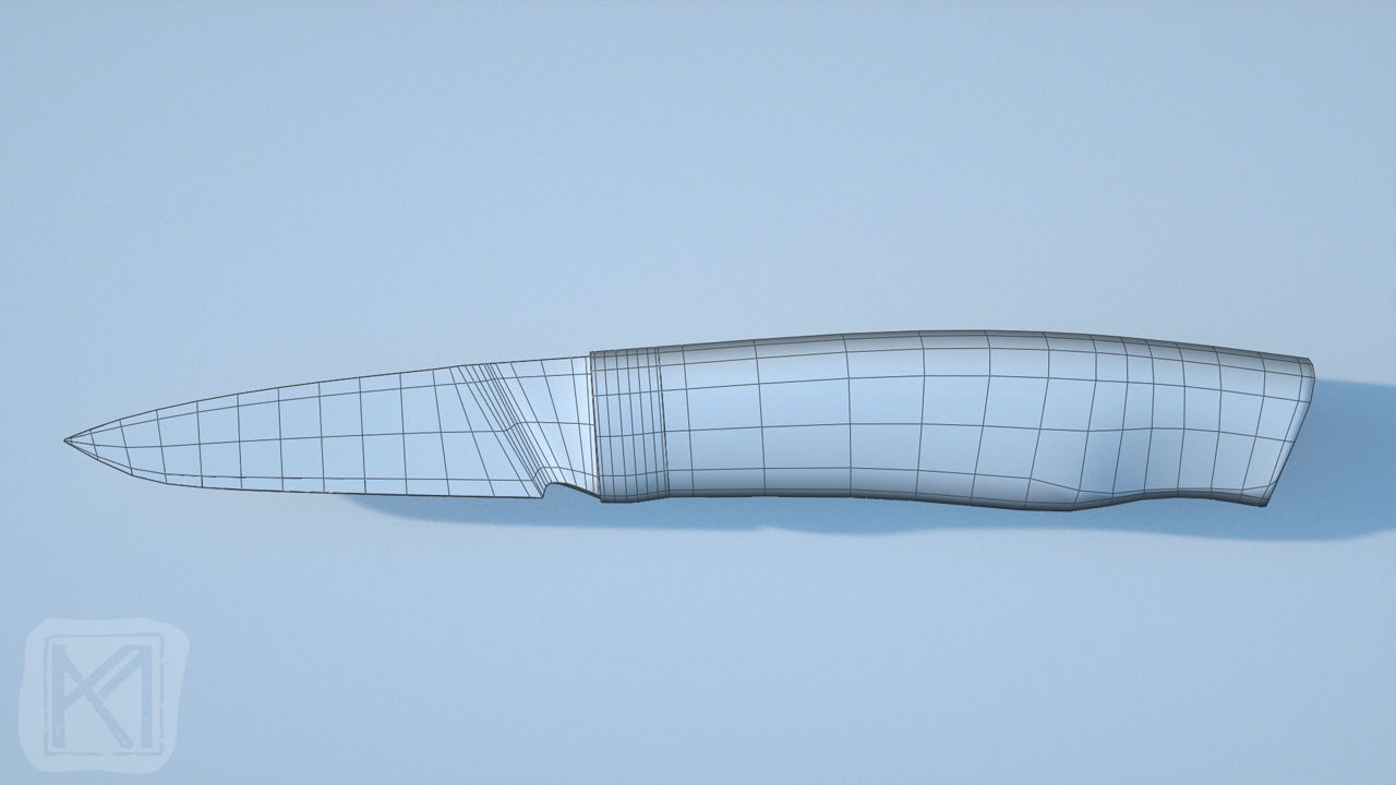 Knife Damast Steel Low-poly 3D model_4