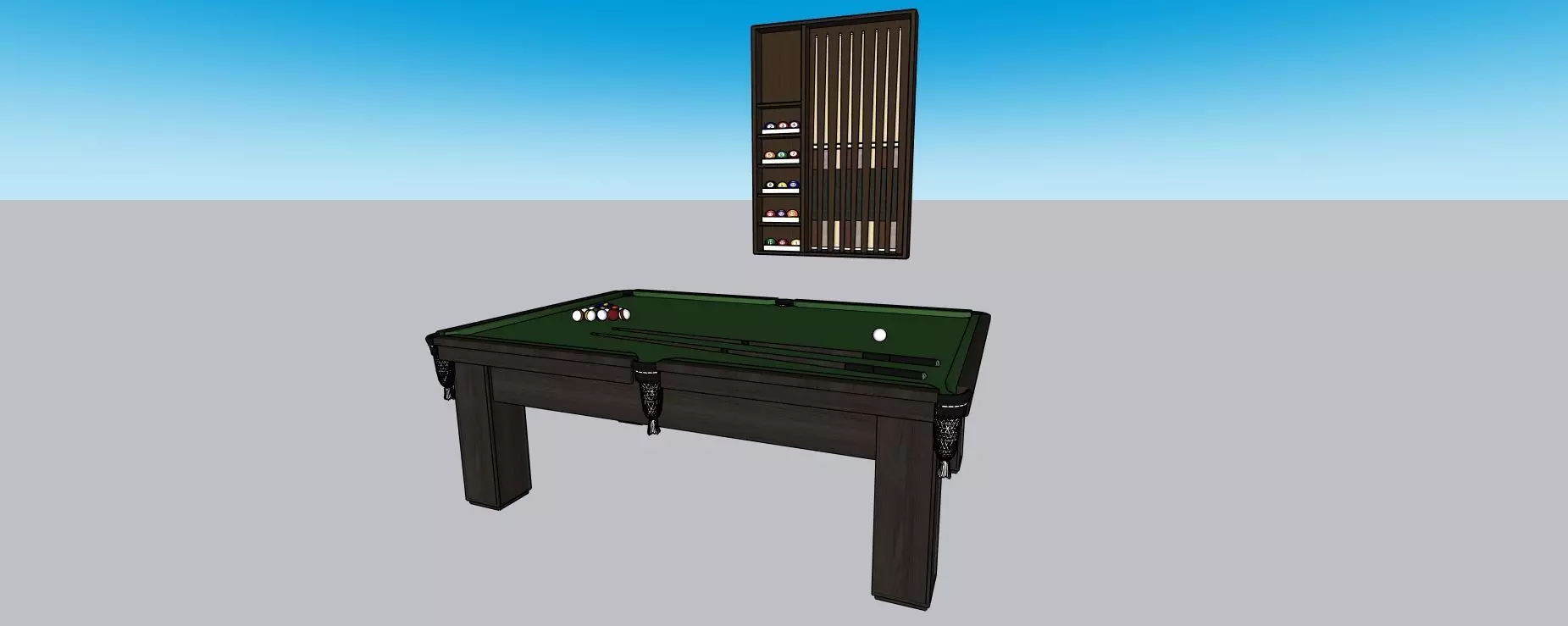 3D Pool Table with Accessories - Realistic Model 3D model_1