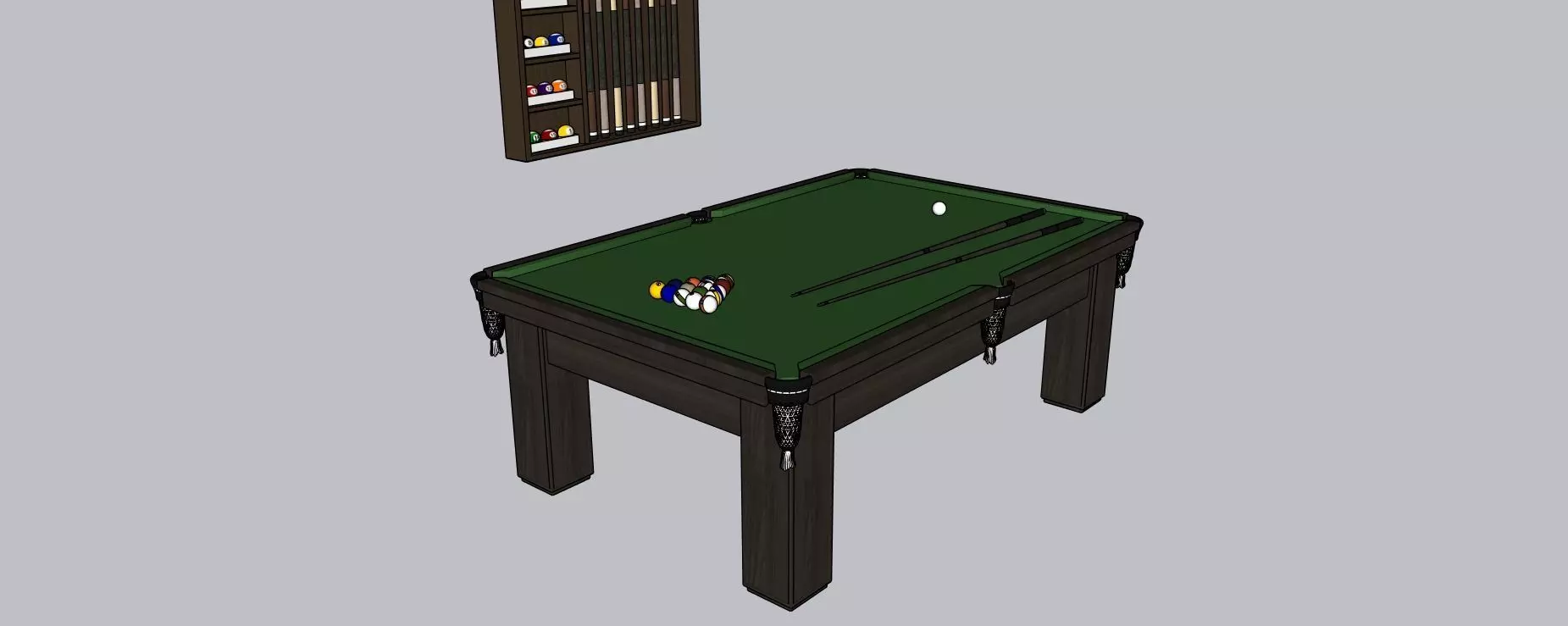3D Pool Table with Accessories - Realistic Model 3D model_0
