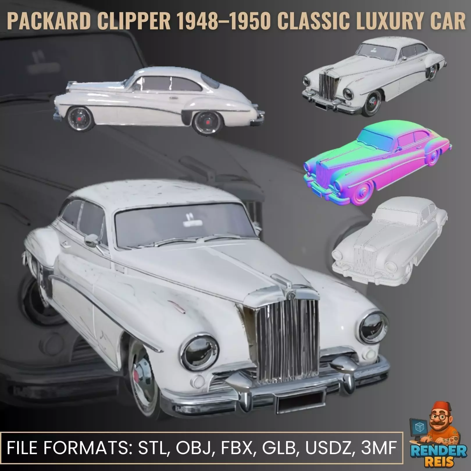 Packard Clipper 1948 1950 Classic Luxury Car 3D print model_0