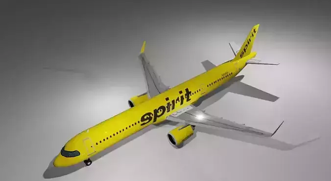 Spirit AIrlines airbus a321neo low poly 3D Model
