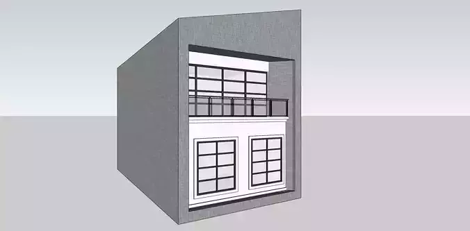 Modern Architectural Building with Balcony - 3D Model