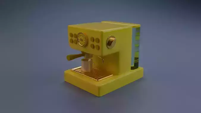 Stylish Retro Espresso Machine Low Poly