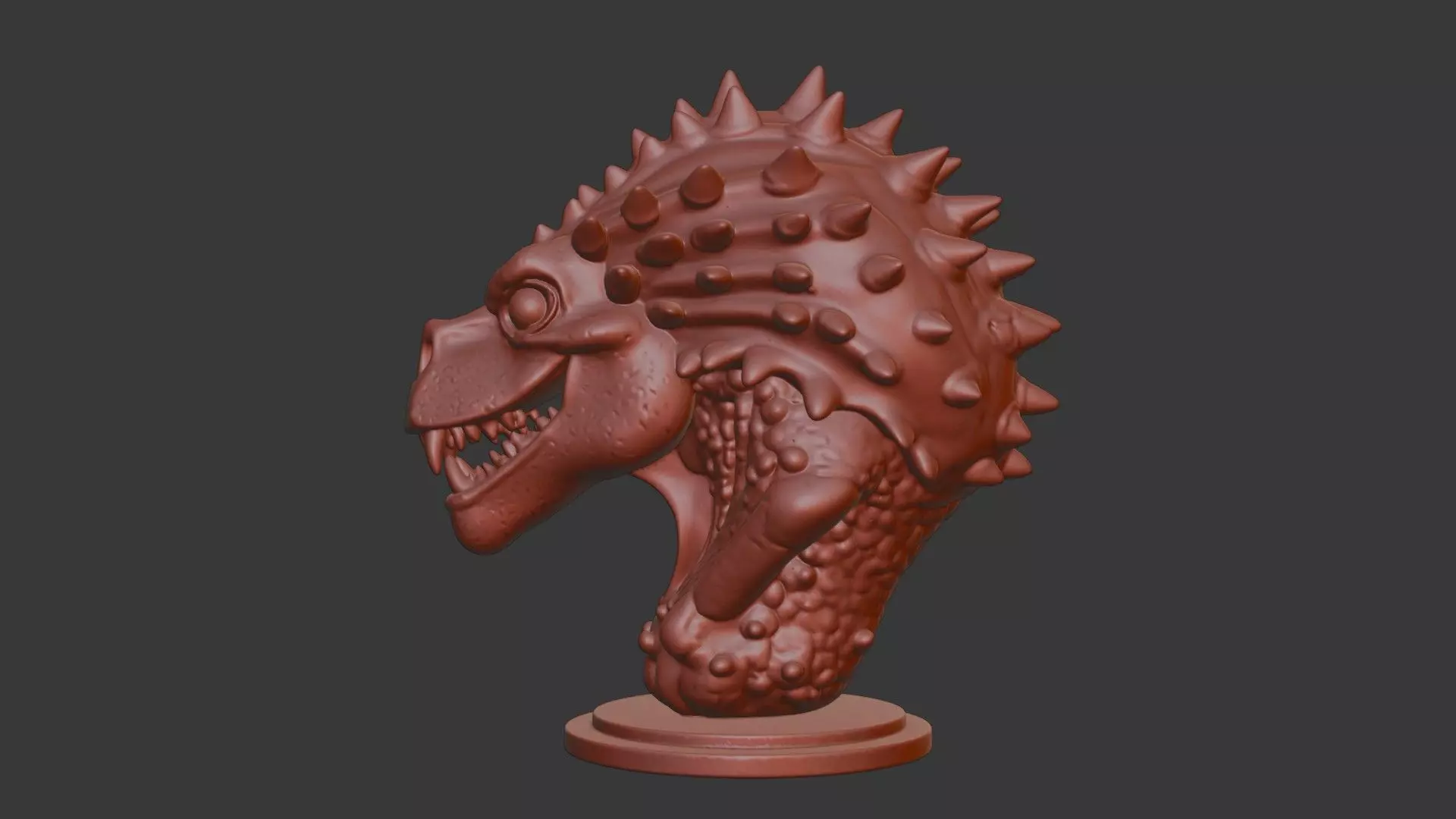 Edmontonia Head Bust 3D Model - STL Printable Dinosaur 3D print model_3