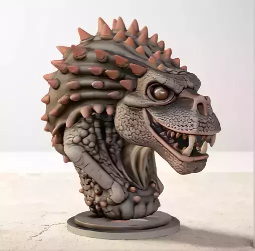 Edmontonia Head Bust 3D Model - STL Printable Dinosaur