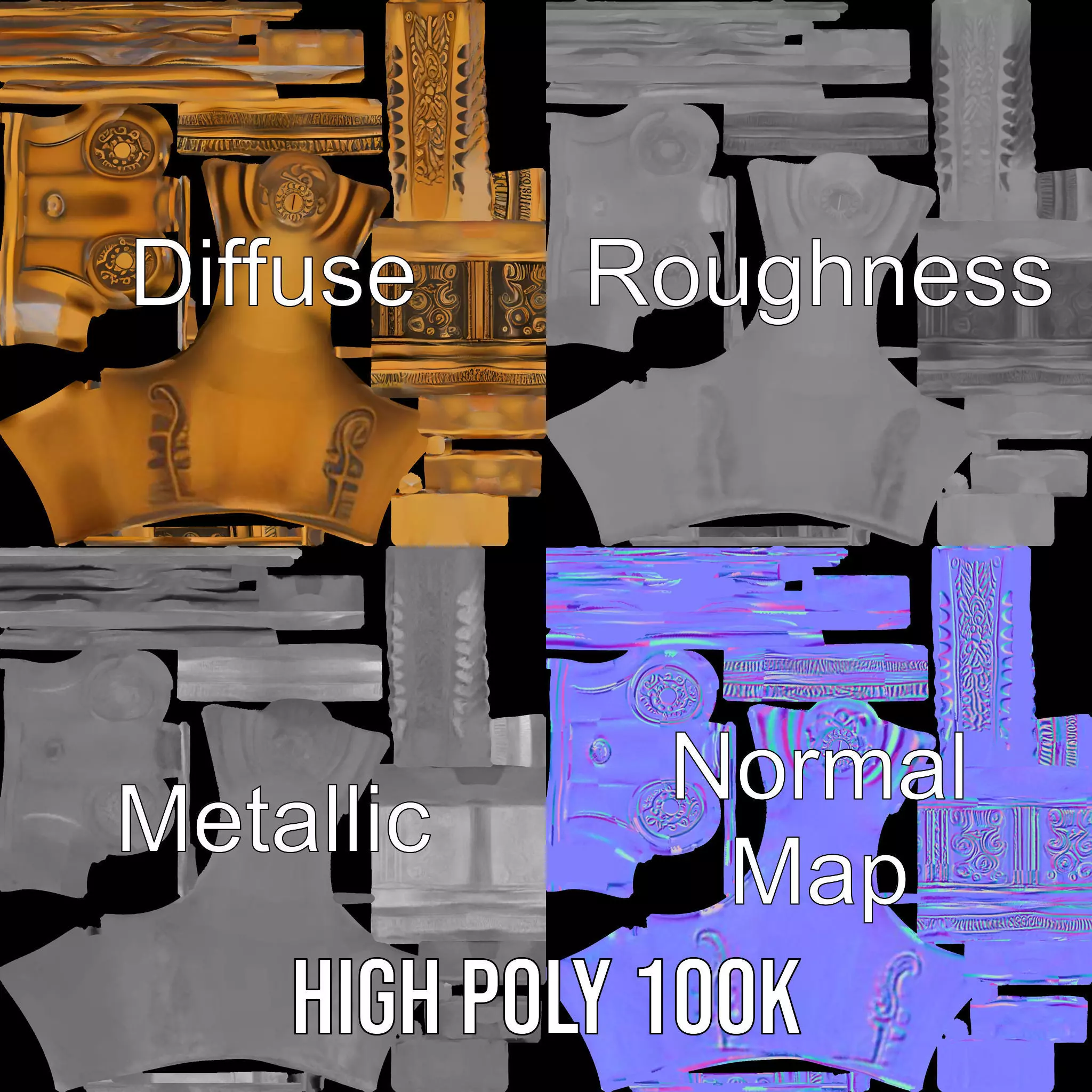 Antique Brass Screwdriver model pack Low-poly 3D model_4