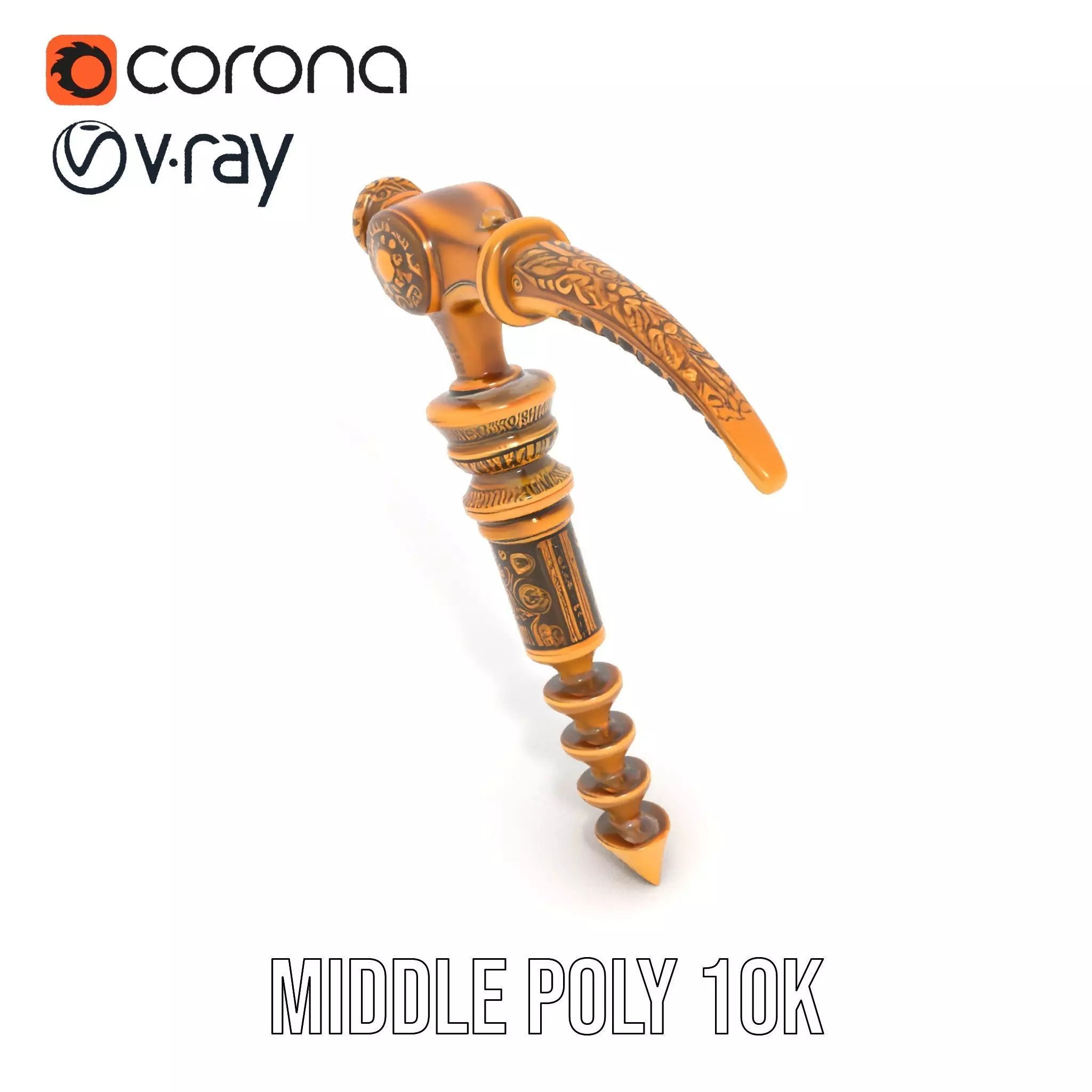 Antique Brass Screwdriver model pack Low-poly 3D model_7