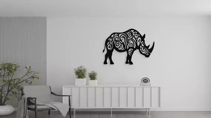 Decorative Rhino Wall Art Swirl Pattern Digital File