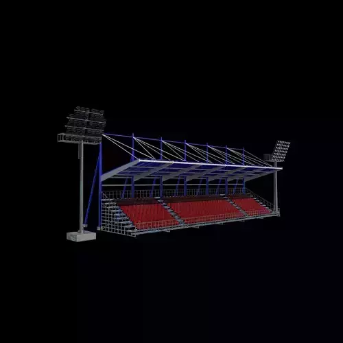 Stadium seating tribune with light  3D model