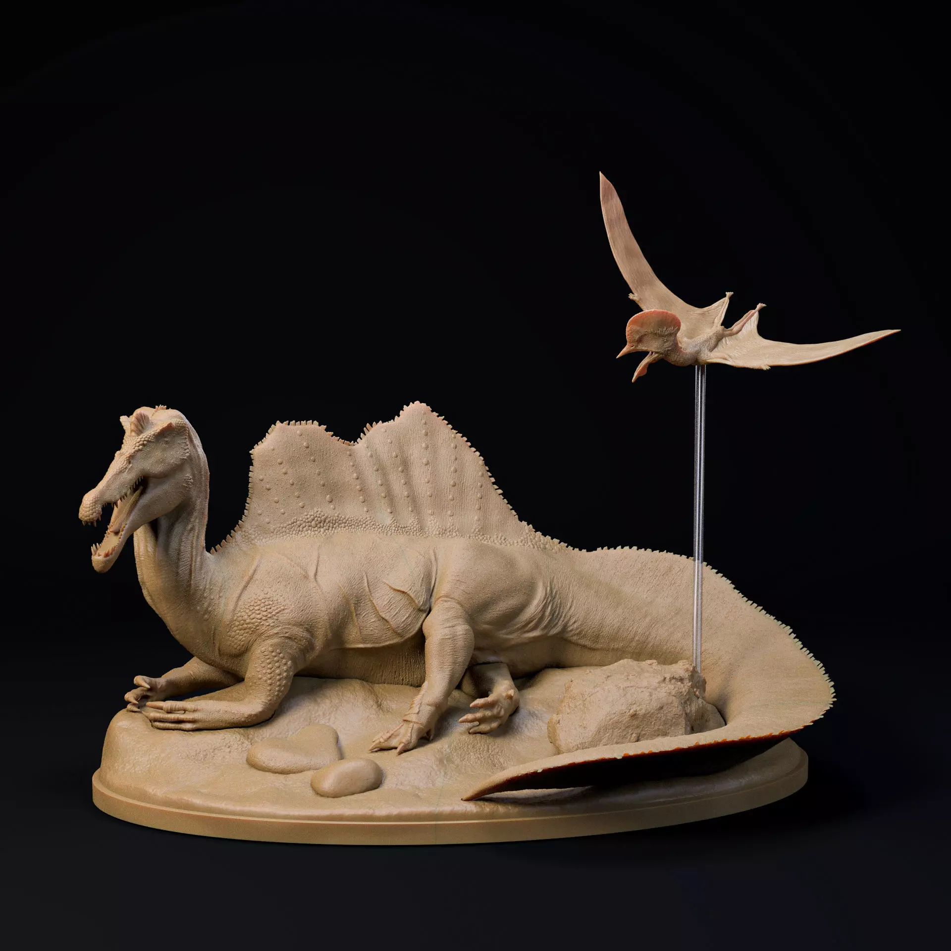 Spinosaurus resting 1-35 scale dinosaur 3D print model_5