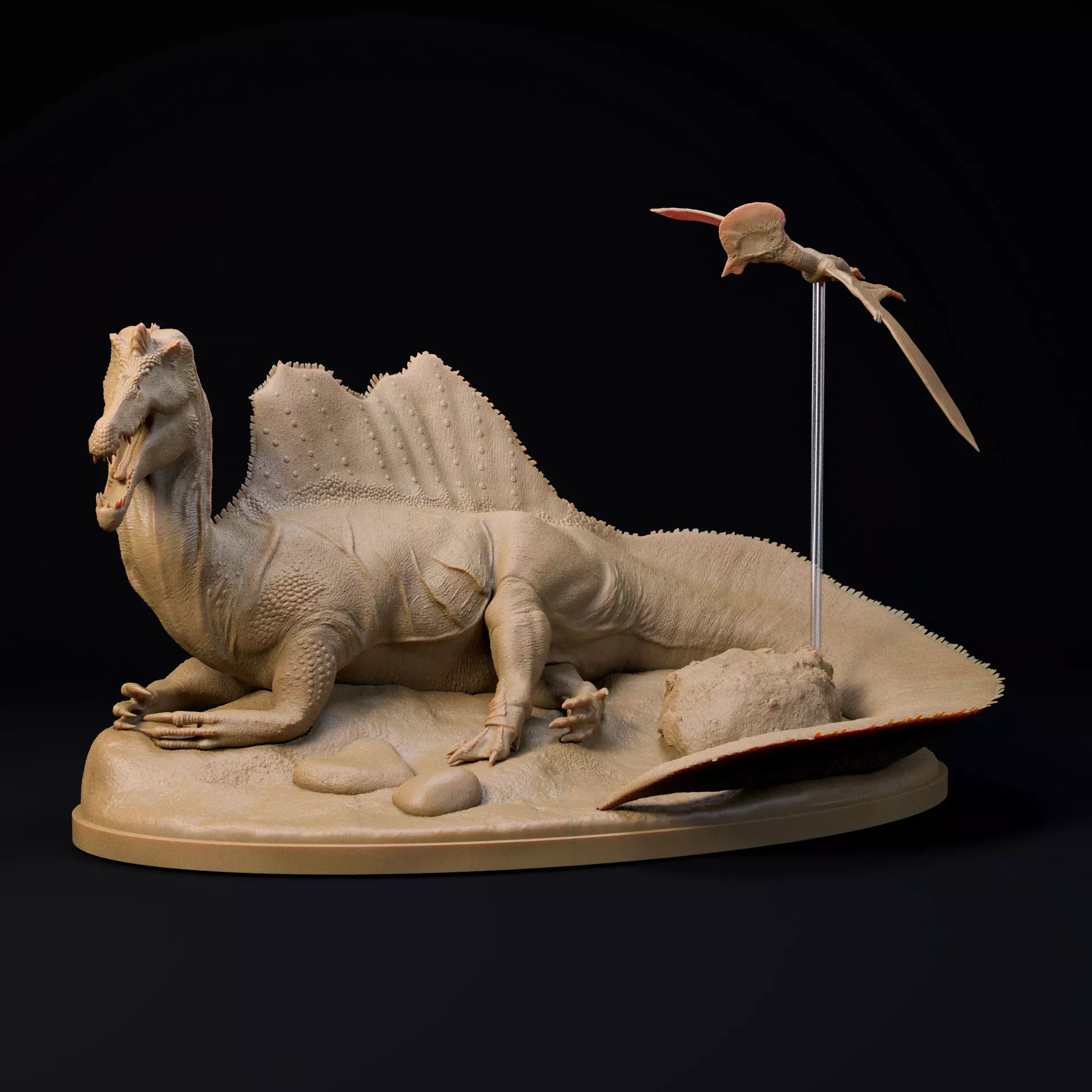 Spinosaurus resting 1-35 scale dinosaur 3D print model_3